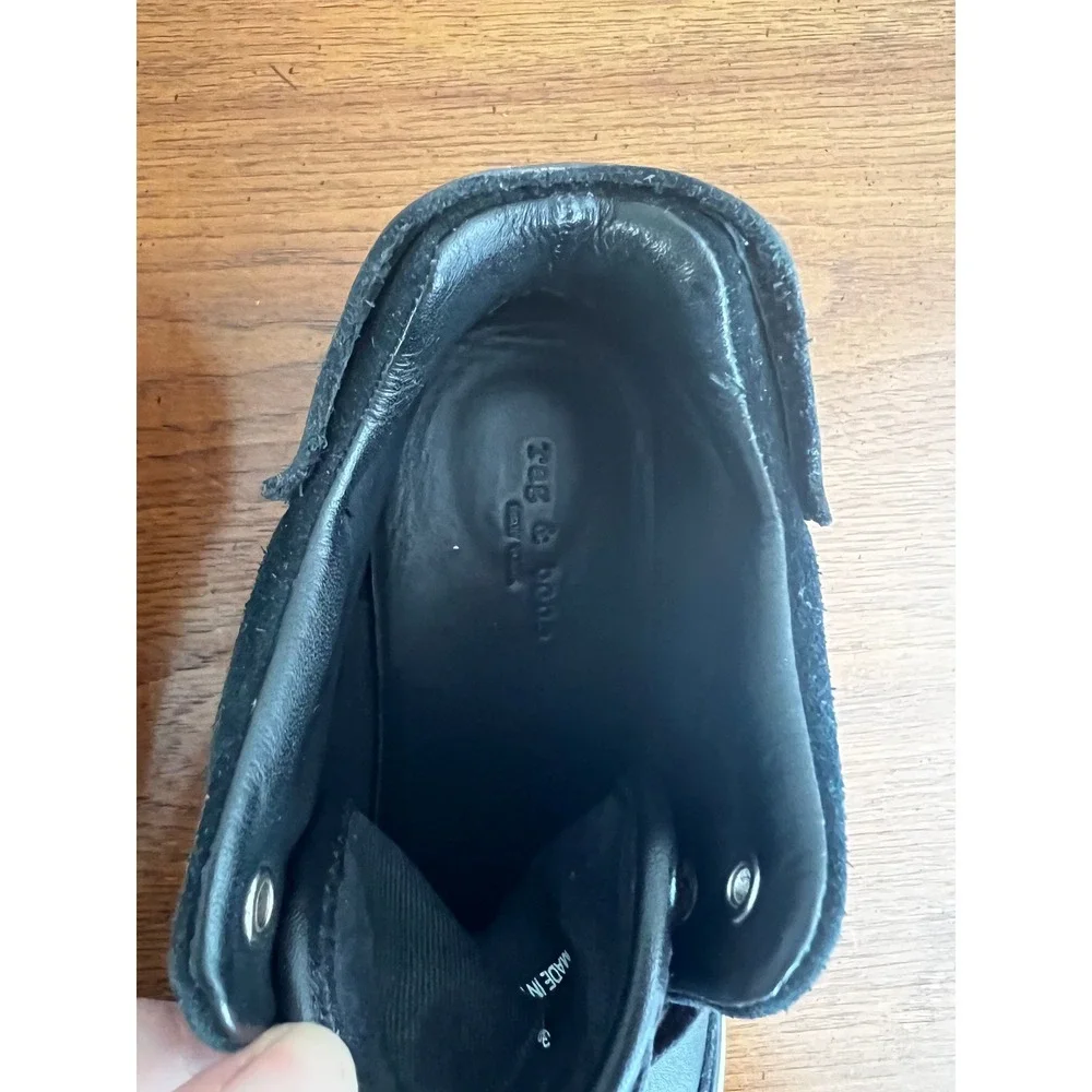 Rag & Bone Black Leather Suede High Top Sneakers Size 38 White Sole